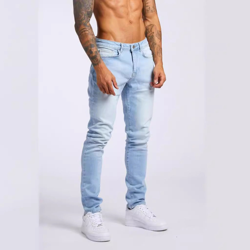 Men Fashion Basic Slim-Fit High Waist Jeans