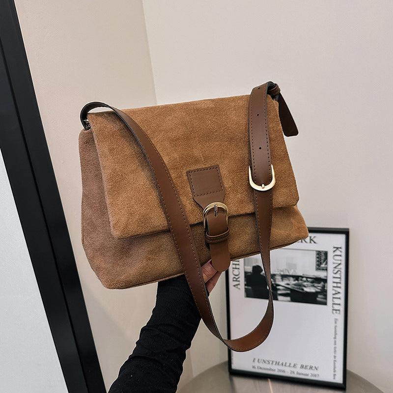 Bolso de hombro retro esmerilado para mujer, pequeño bolso cuadrado de cuero