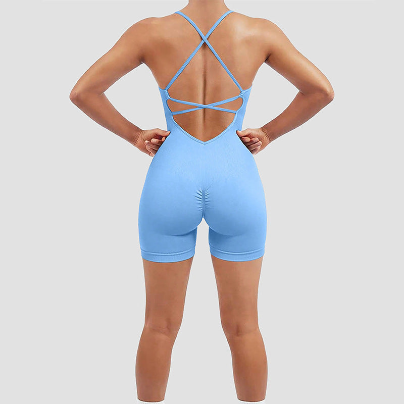 Women Fashion Backless Quick-Drying Yoga Rompers