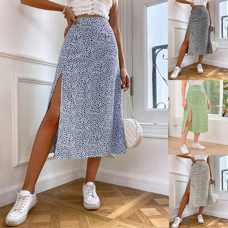 Falda informal con estampado de flores diminutas de moda de verano para mujer