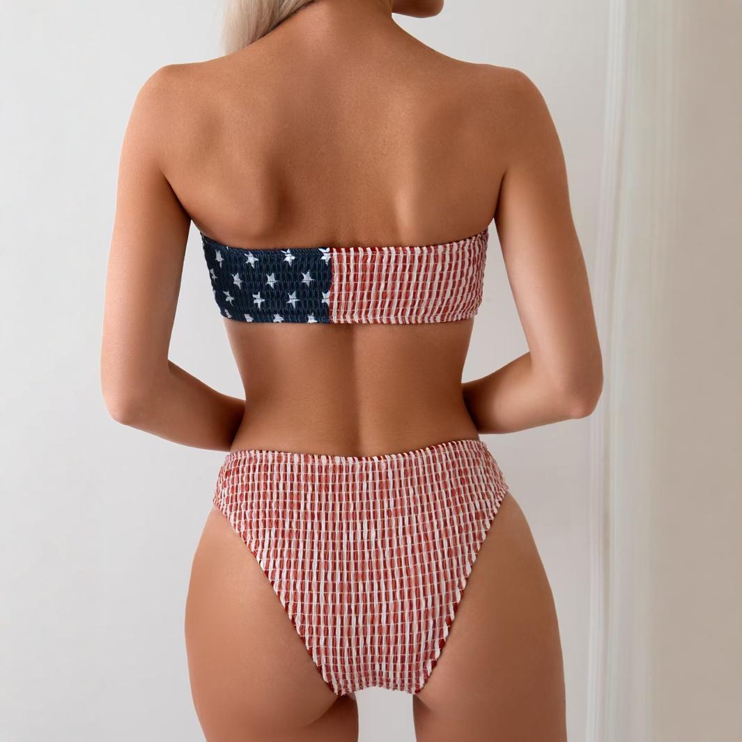 Bikini sexy con estampado de bandera nacional para mujer