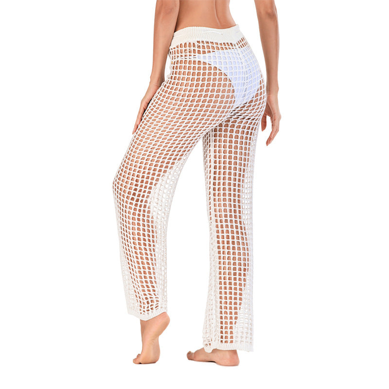 Pantalones anchos de punto con agujeros informales a la moda para mujer