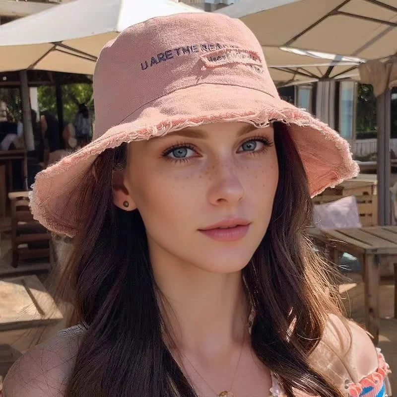 Women Fashion Casual Letter Embroidered Sun Hat - Retro Style