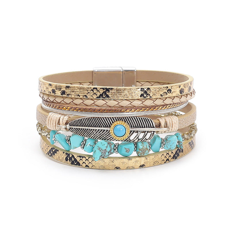 Pulsera con hebilla magnética de turquesa bohemia
