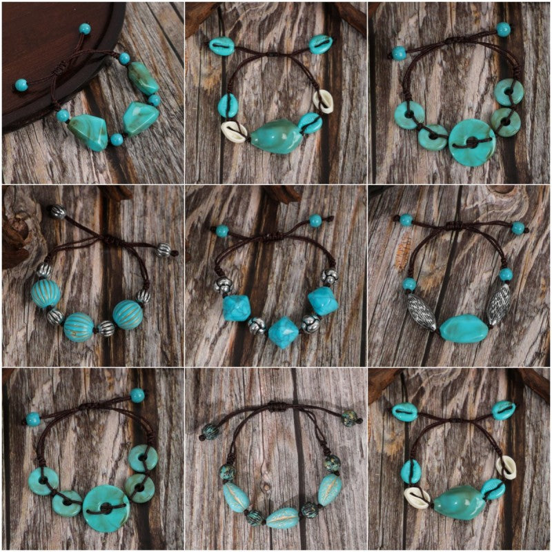 Pulsera bohemia de cuentas turquesas hecha a mano