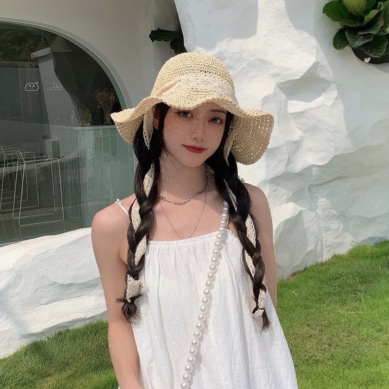 Sombrero tejido para el sol de playa para vacaciones de verano para mujer