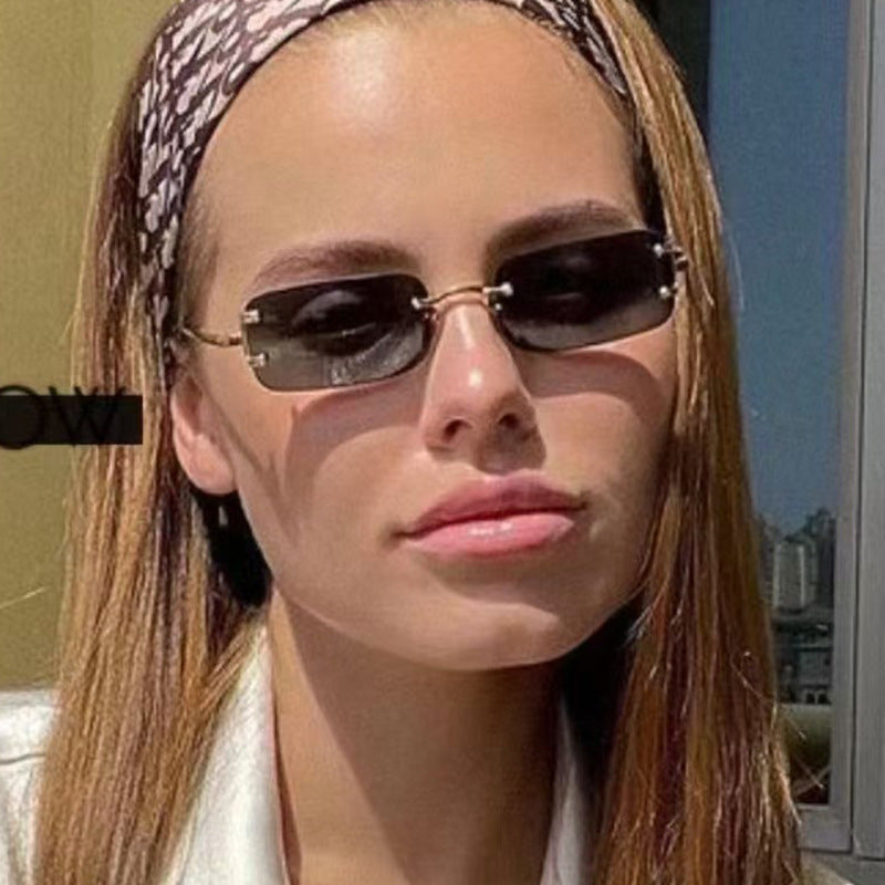 Gafas de sol cuadradas sin montura informales de moda para mujer