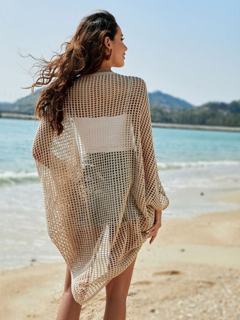 Women Fashion Vacation Hollow-Out Knitted Swimsuit Cover-Up