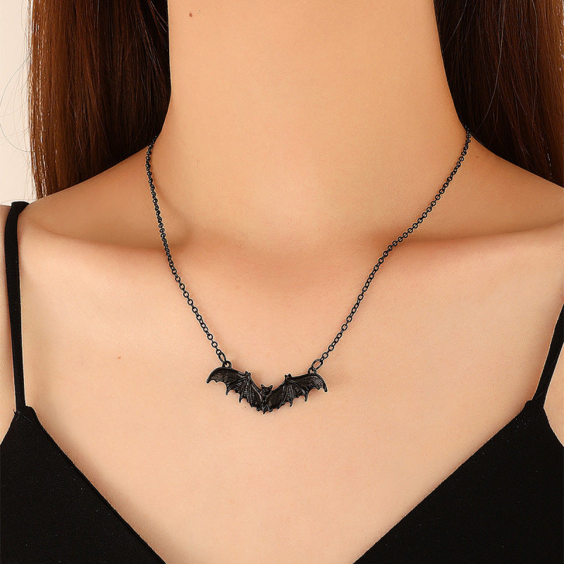 Collar de murciélago estilo gótico oscuro para mujer de Halloween