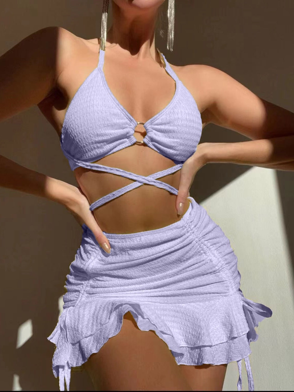 Conjunto de bikini sexy de tres piezas para mujer