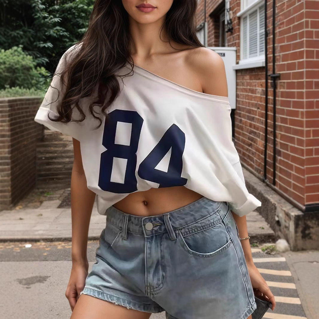 Camiseta informal holgada con estampado digital para mujer, poliéster y elastano.