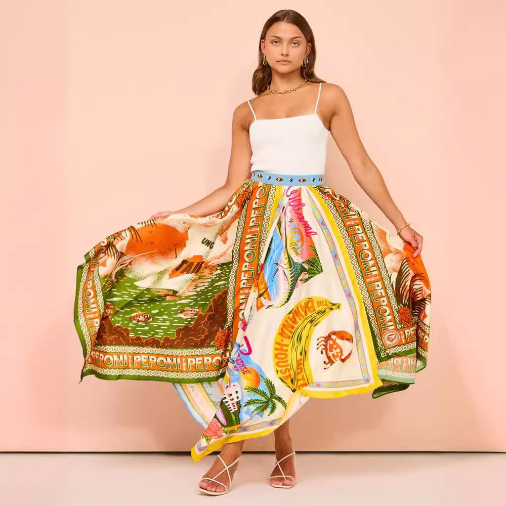 Falda con estampado gráfico irregular de moda para mujer