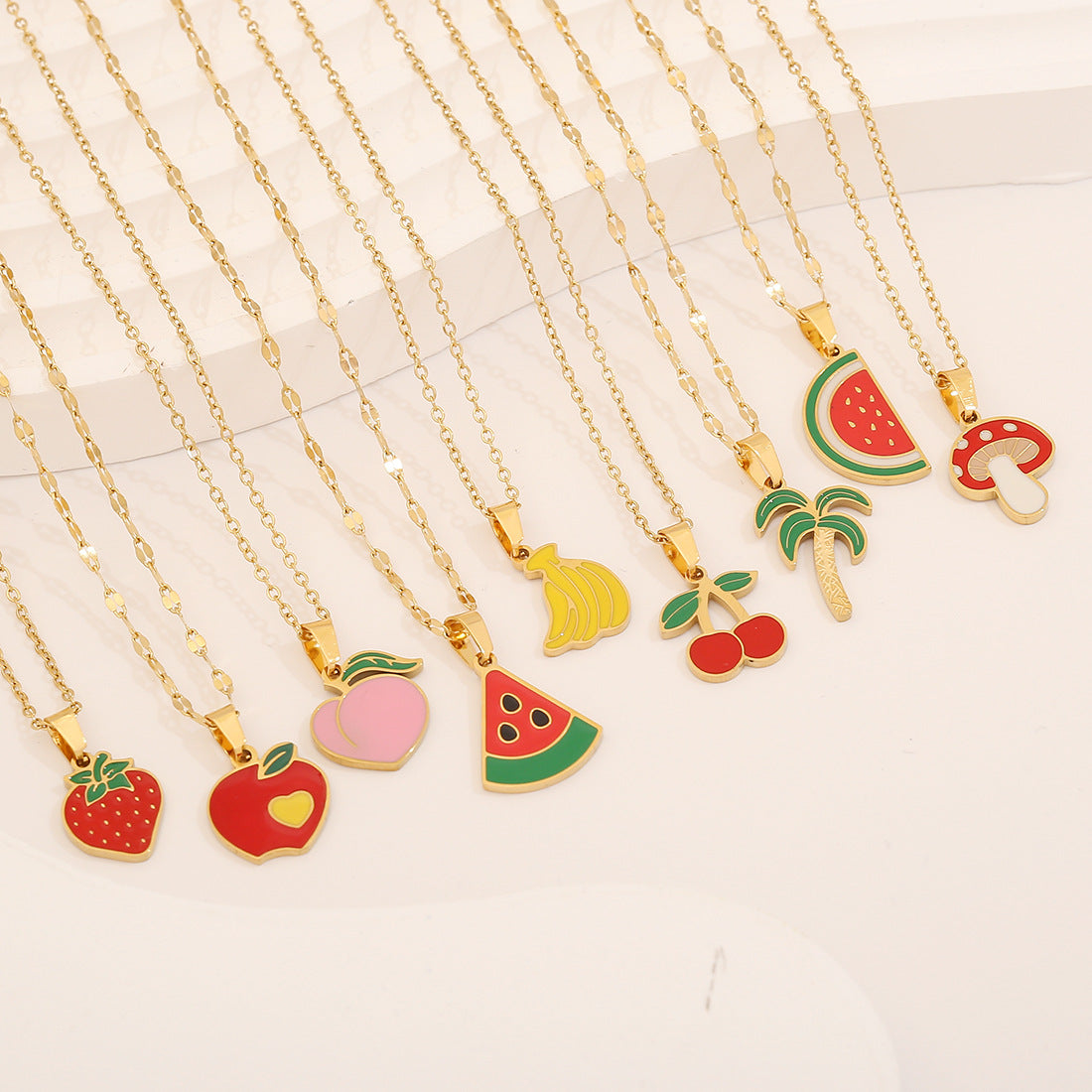 Collar con colgante de fruta de acero inoxidable para mujer, estilo encantador