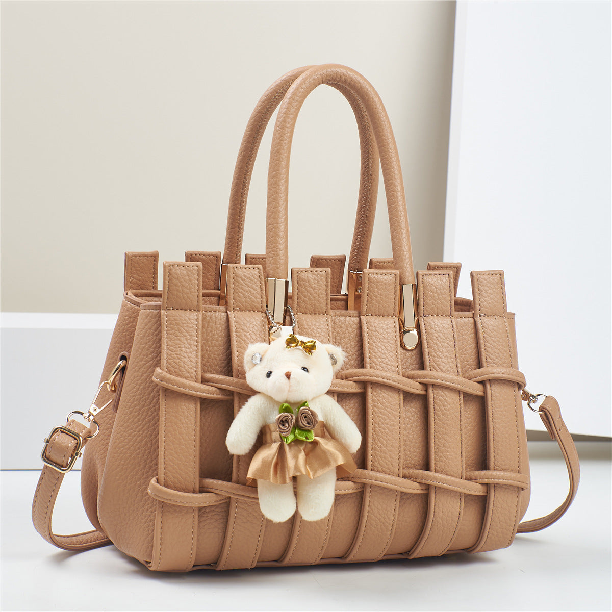 Sac fourre-tout tissé à la main de grande capacité, décontracté et tendance, couleur unie, pour femmes