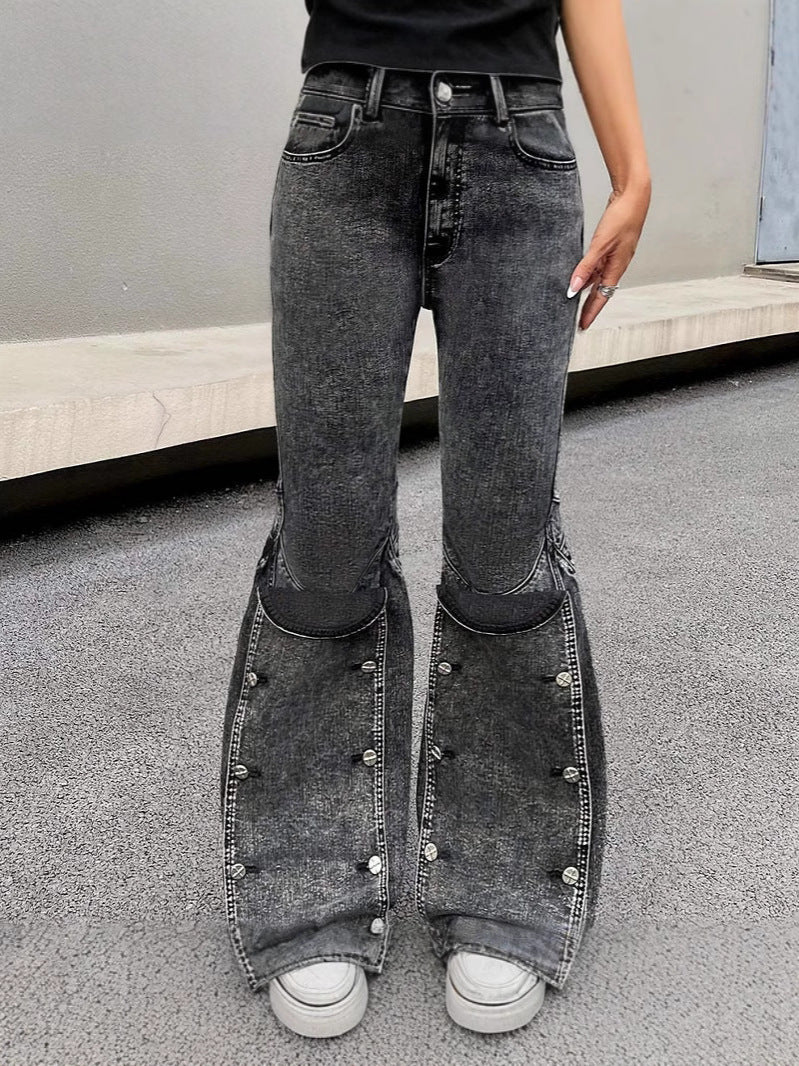 Street Women Fashion Detachable Snapped Jeans