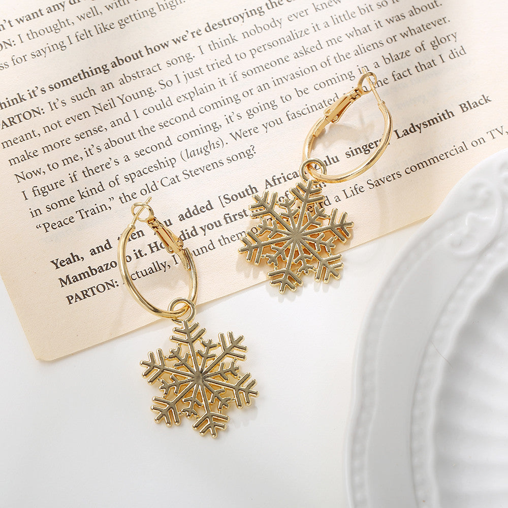 Women Fashion Simple Hollow Snowflake Earrings