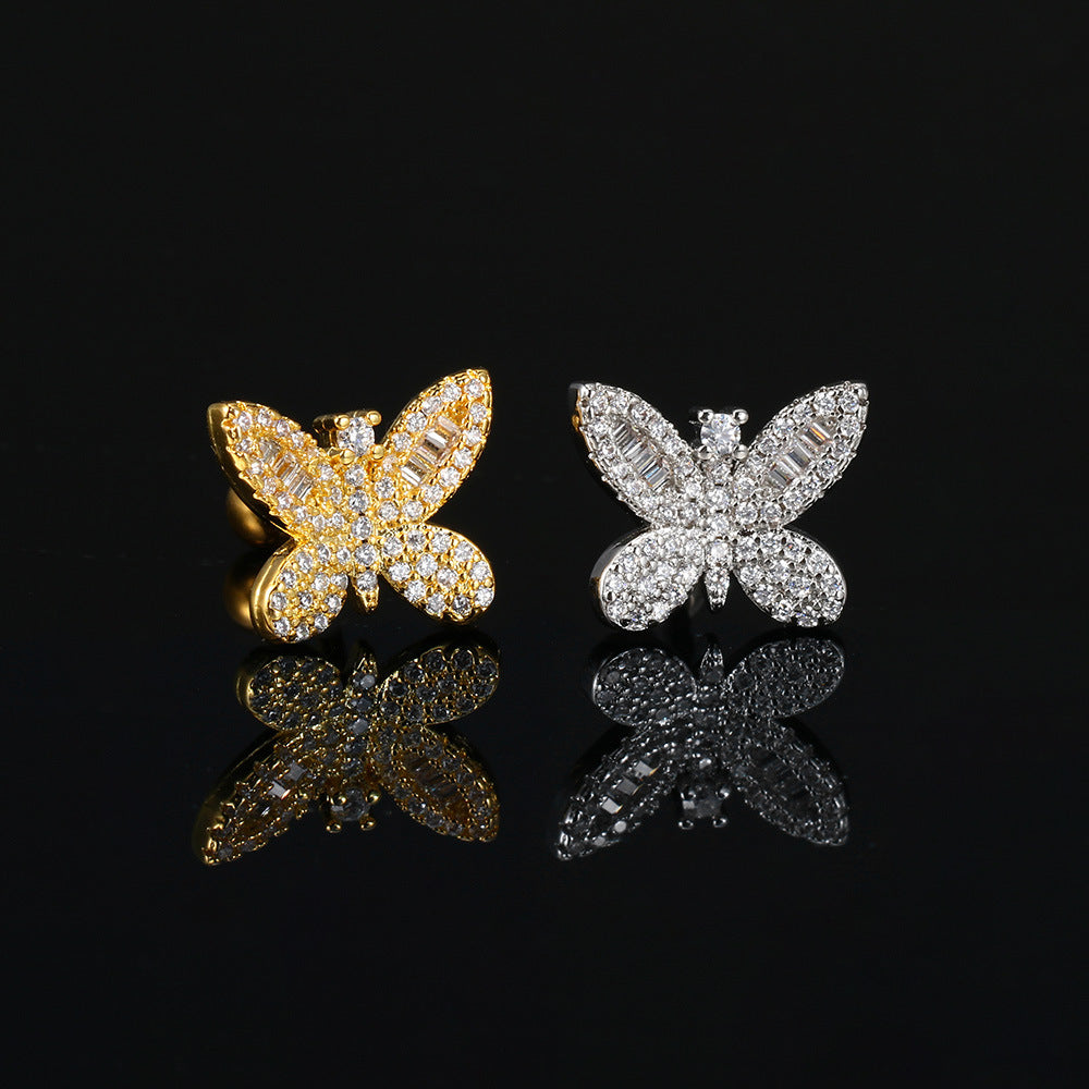 Zircon Butterfly Heart-Shaped Titanium Steel Earring