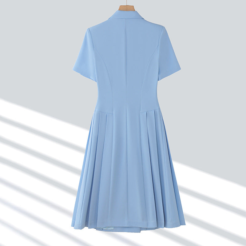 Women Fashion Casual Lapel Short-Sleeve Dress