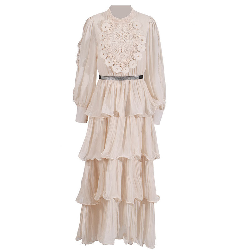 Vestido largo retro elegante de encaje bordado