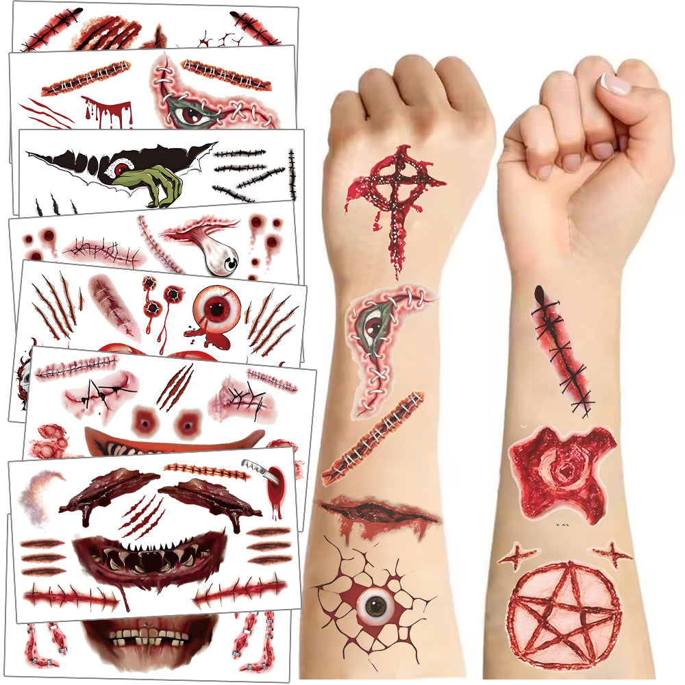 Tatouages de cicatrices d'Halloween réalistes et horrifiants, 10 pièces