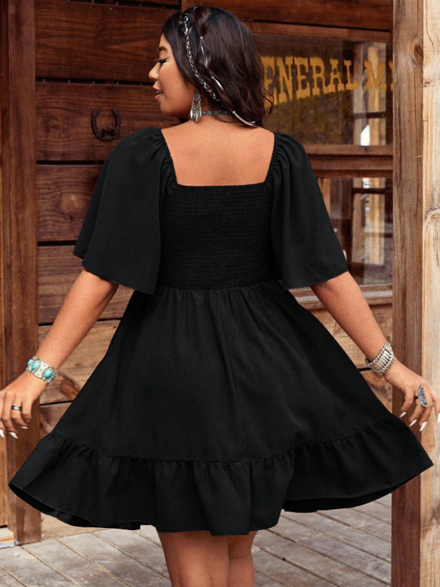 Robe décontractée élégante à manches courtes et col en V pour femme