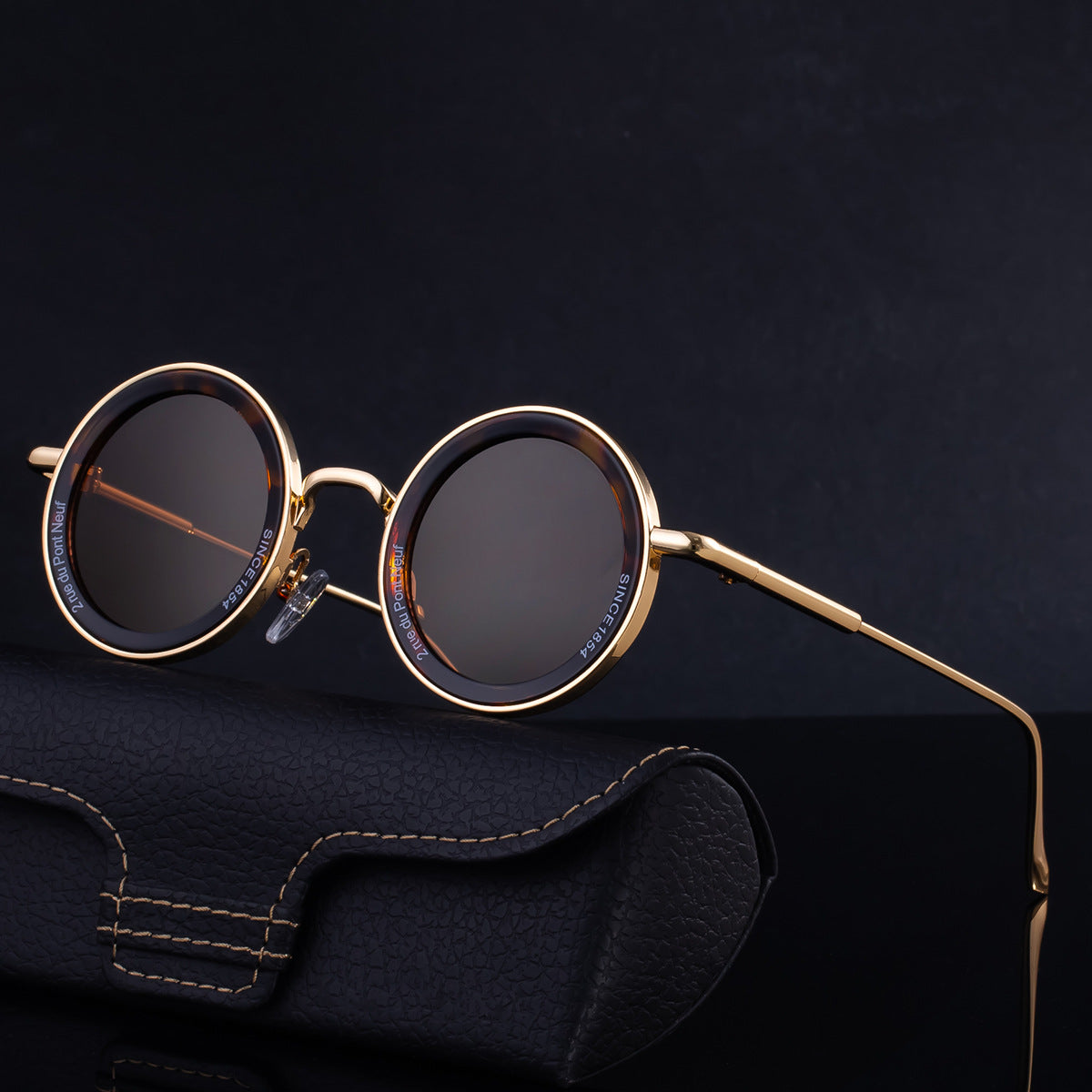Lunettes de soleil rondes classiques à monture métallique pour hommes, couleurs unies
