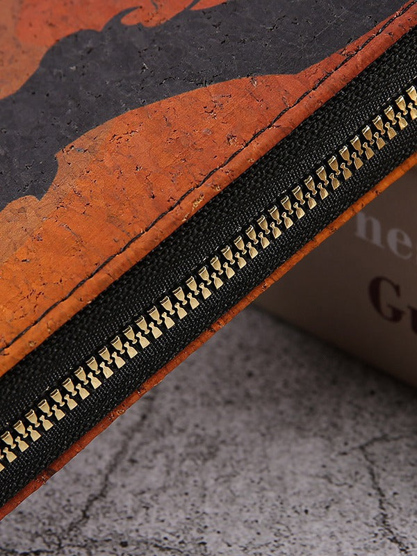 Monederos con cremallera multicapa con estampado de calabaza y murciélago de Halloween para mujer