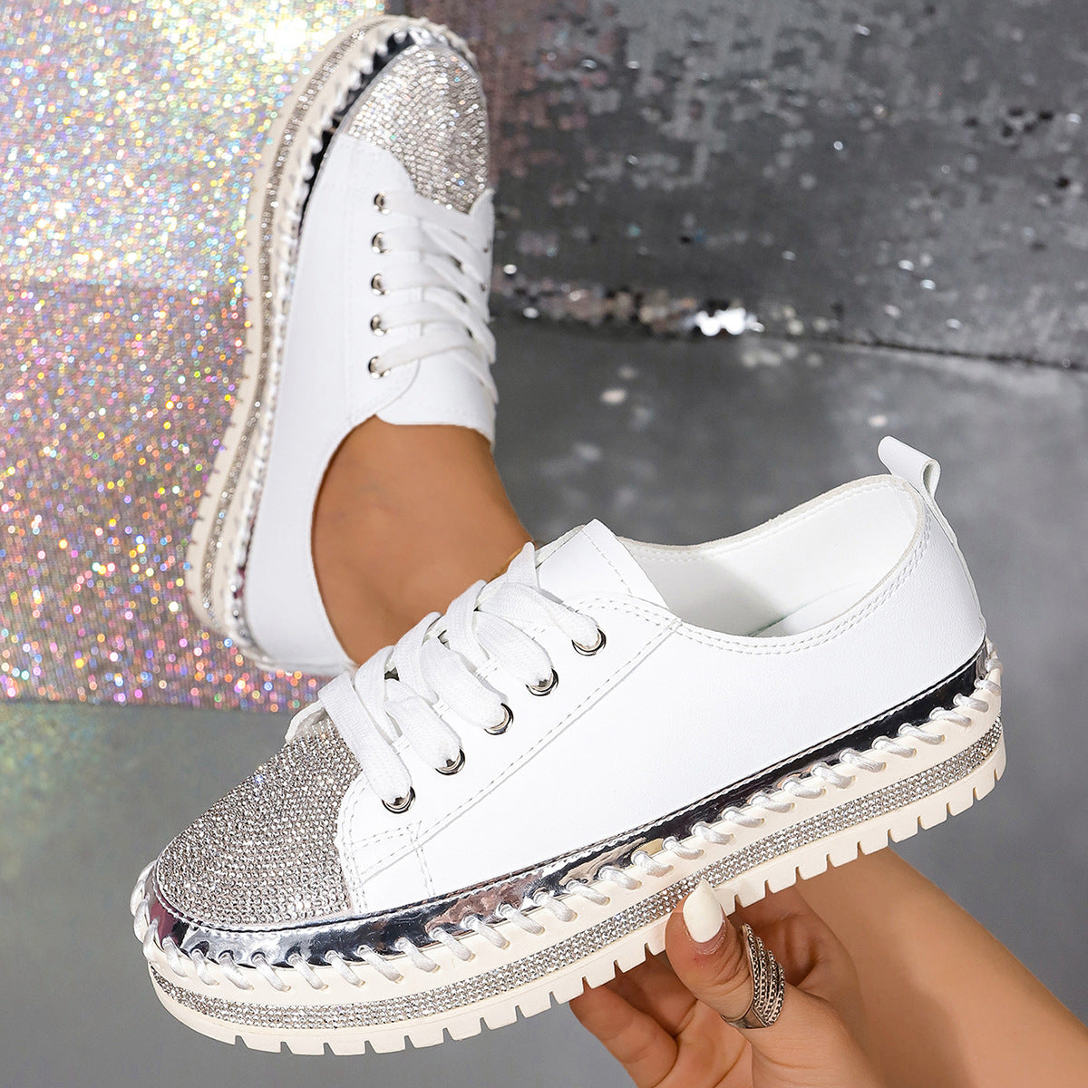 Plus Size Women'S Rhinestone Platform Shoes