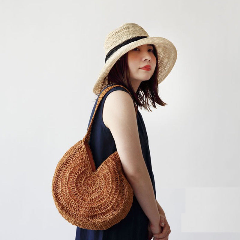 Sac de vacances en paille tissée de grande capacité de style bohème