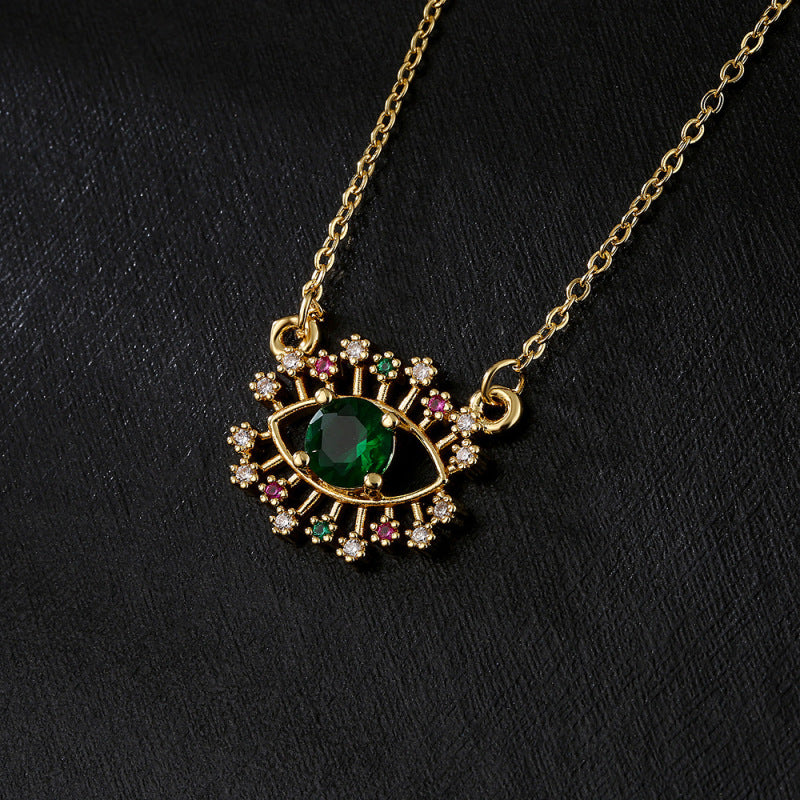 Collar con colgante de ojo malvado de circonita exquisita para mujer