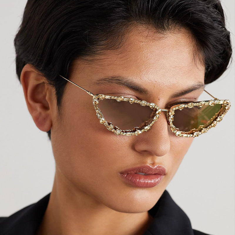 Fashion Personalized Rhinestone Triangle Sunglasses