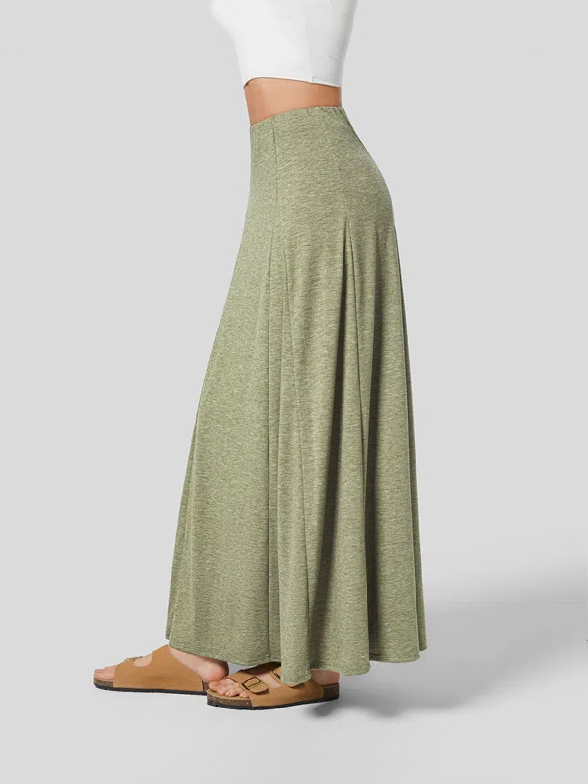 Falda holgada de punto de color liso informal a la moda para mujer