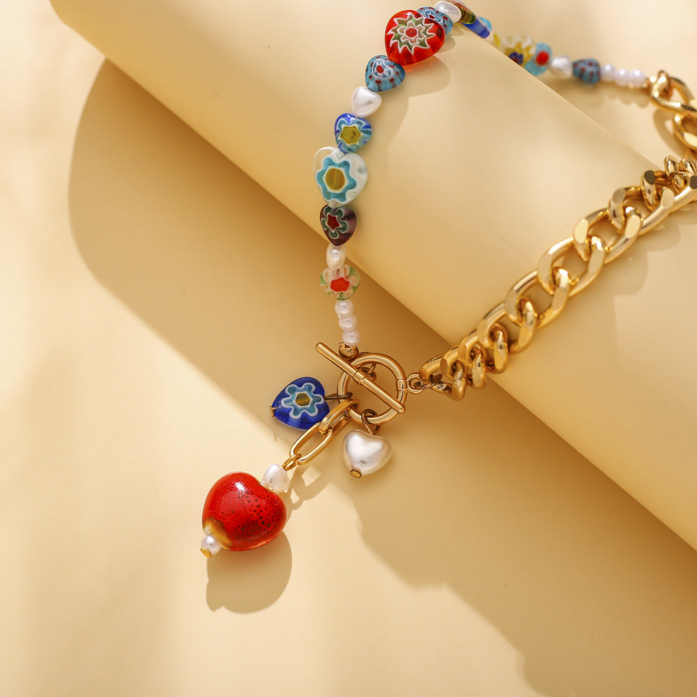 Collar elegante de perlas con forma de corazón de Bohemian Glaze