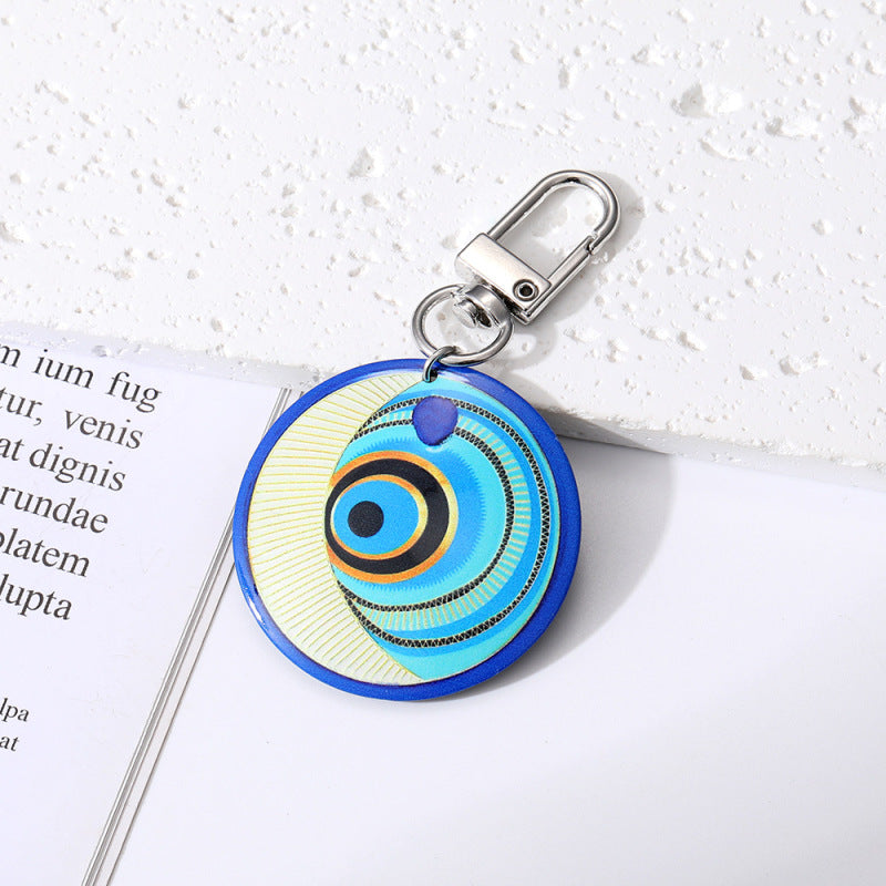 Women Retro Bohemian Round Devil Eye Keychain Set