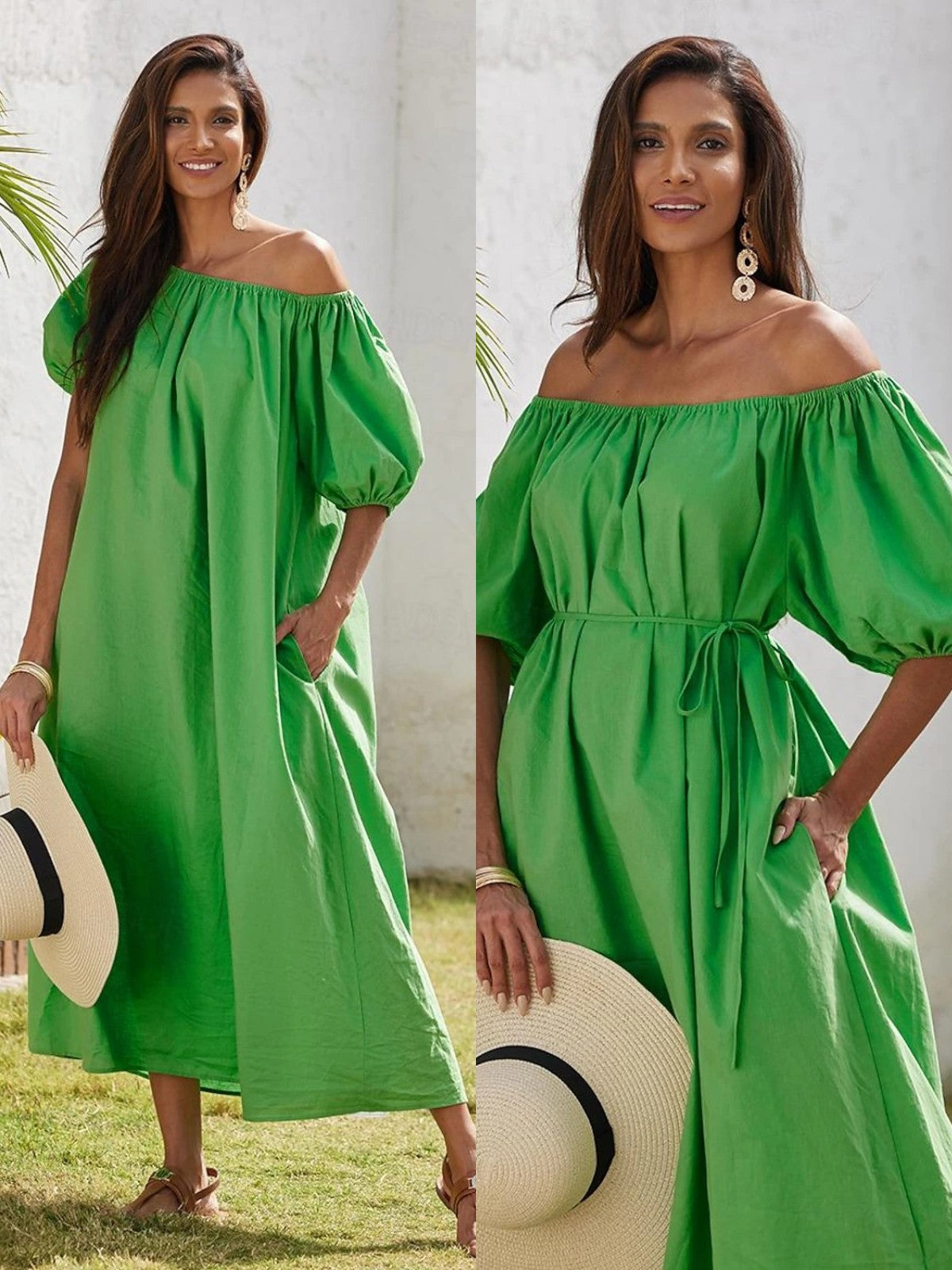 Robe longue décontractée d'été à épaules dénudées pour femme