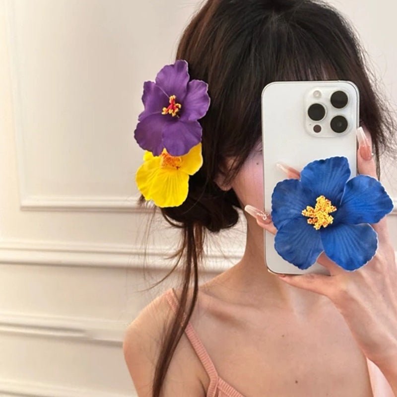 Accesorios para el cabello de playa con flores de tela de moda para mujer