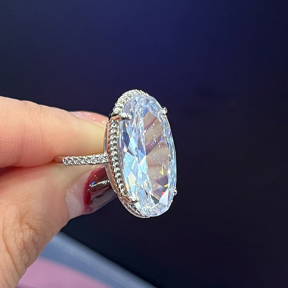Women Fashion Simple Egg-Shaped Zircon Ring Copper Elegant Jewelry