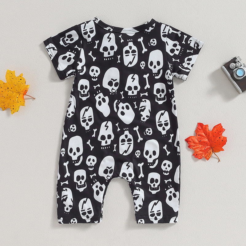 Pelele informal de algodón con estampado de calavera para Halloween para bebé y niño