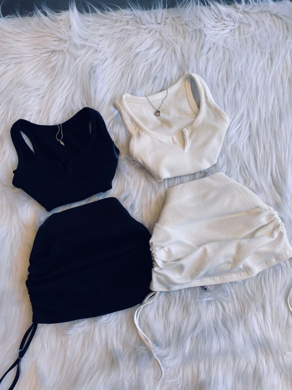 Women Fashion Casual Tank Top and Mini Skirt Set