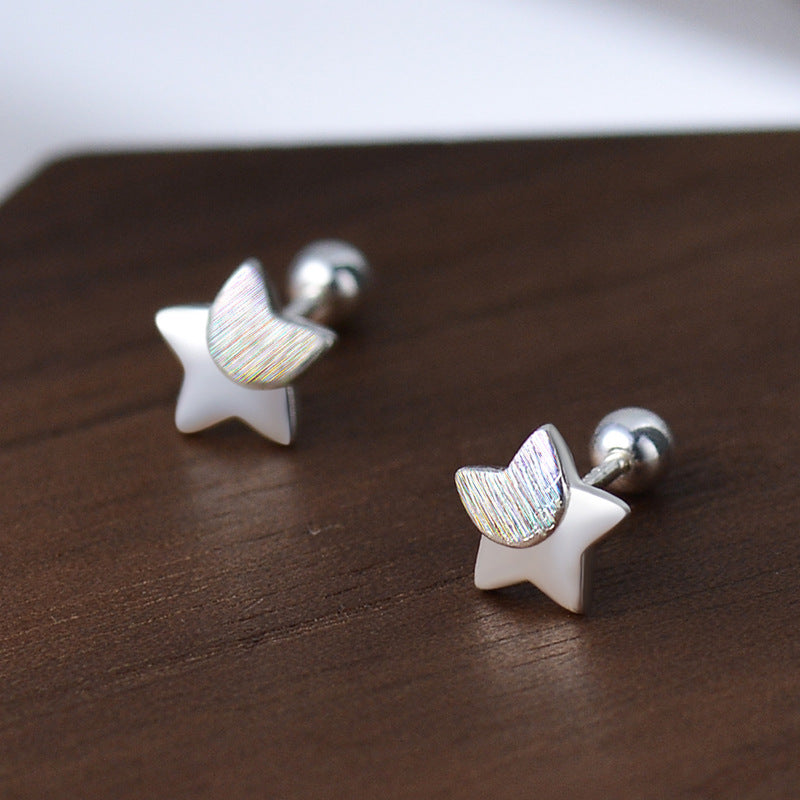 Women Fashion Simple Silver Star Earrings Elegant Silver Jewelry