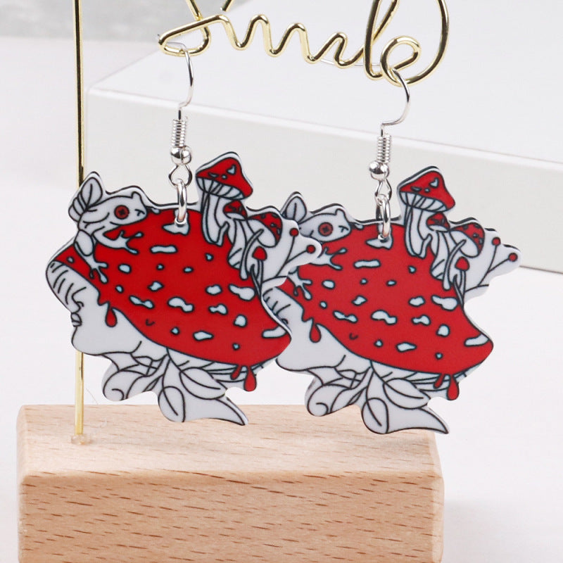 Pendientes de calavera exagerada y divertida de Halloween para mujer