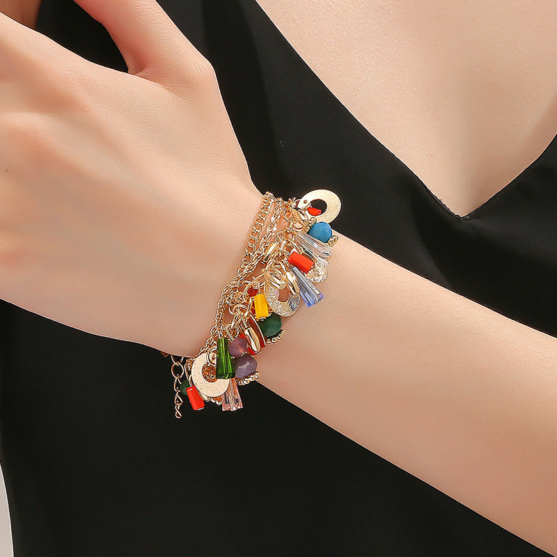 Bohemian Multi-Layer Beaded Chain Bracelet
