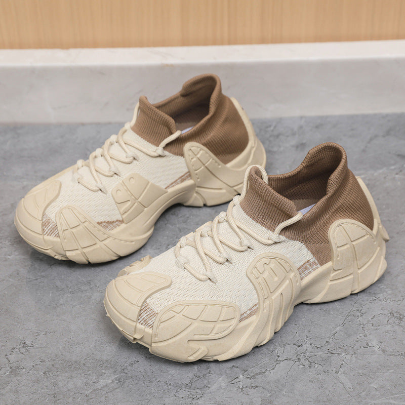 Zapatillas de plataforma informales para mujer, de moda, de punto, con tacón plano