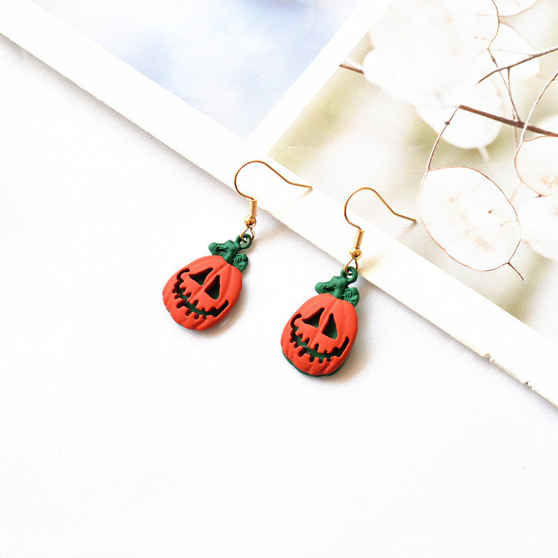 Pendientes colgantes de aleación de Halloween para mujer con gato, calabaza, Papá Noel y fantasma