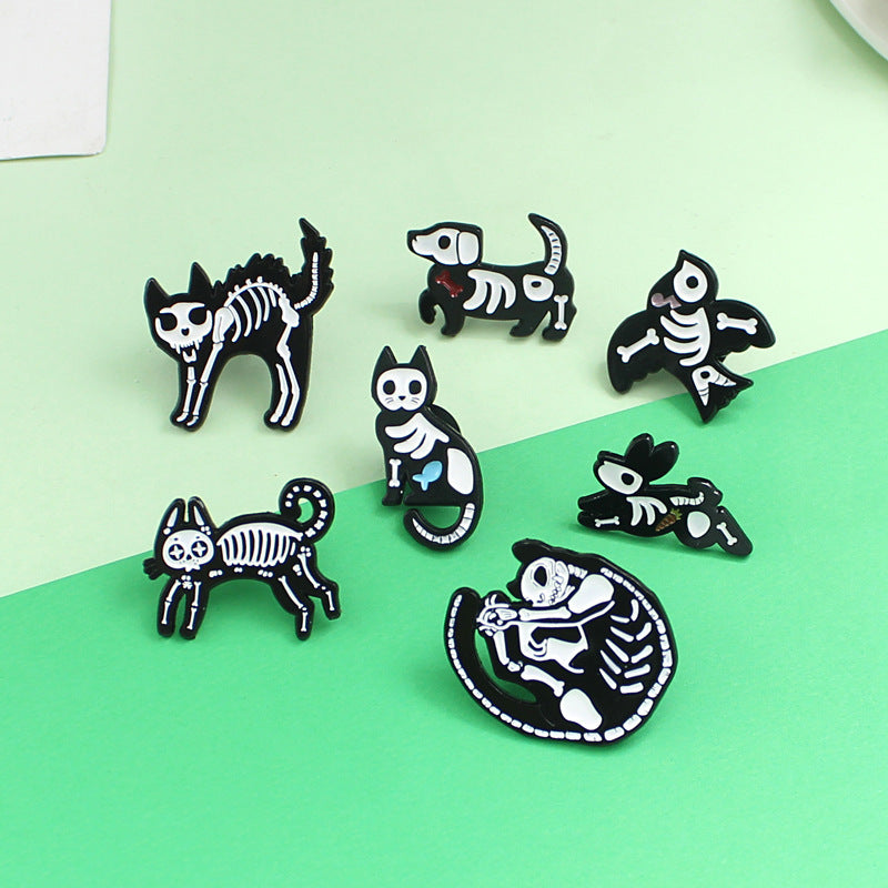 Broches en métal unisexes en forme d'animaux de dessin animé pour Halloween
