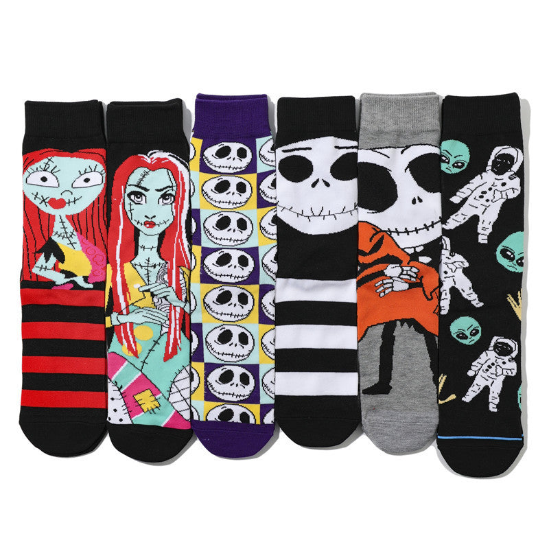 Calcetines unisex de moda con diseño de calaveras divertidas de Halloween