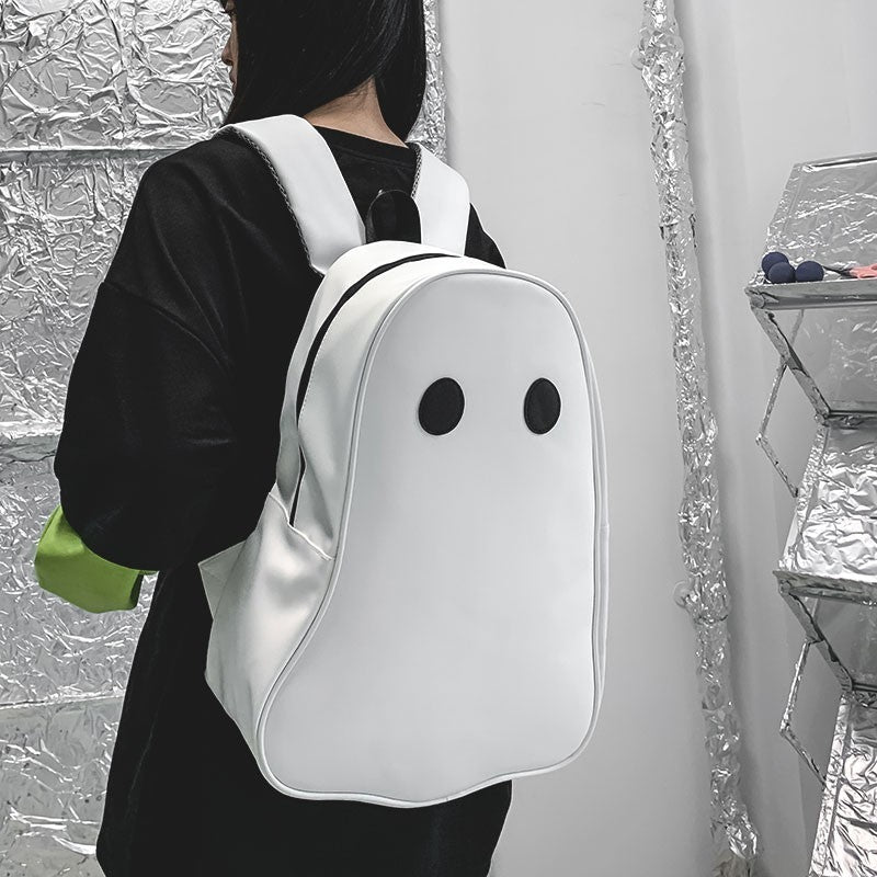 Mochila de piel sintética de gran capacidad con diseño de fantasma para mujer