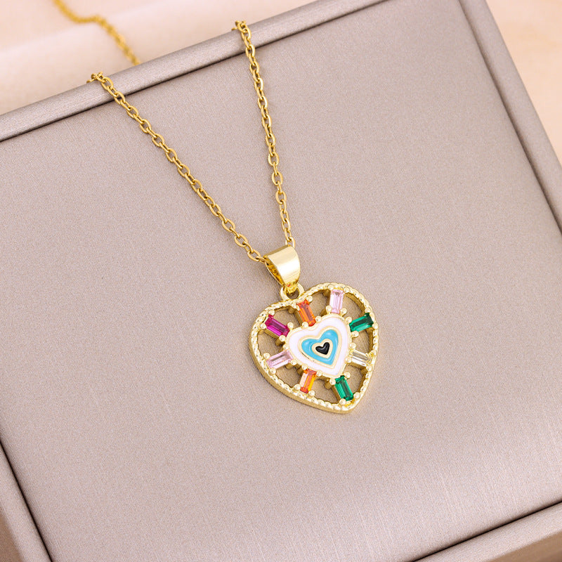 Collar con colgante hueco multicolor bohemio para mujer