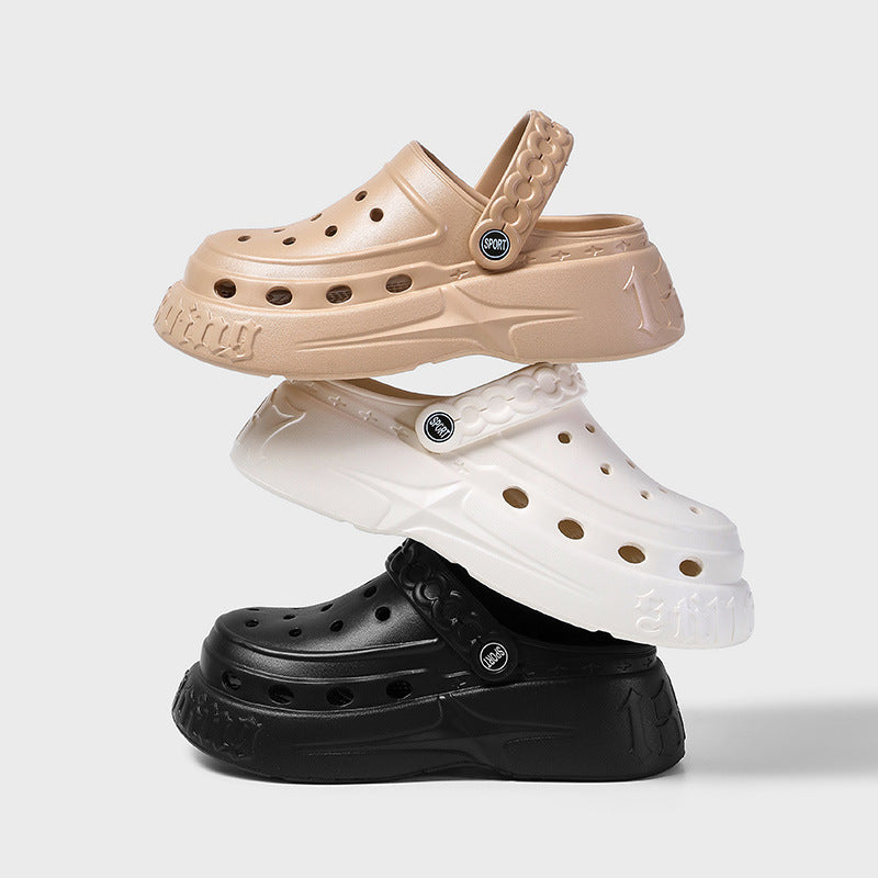 Zapatos casuales de moda para mujer con suela gruesa y agujeros