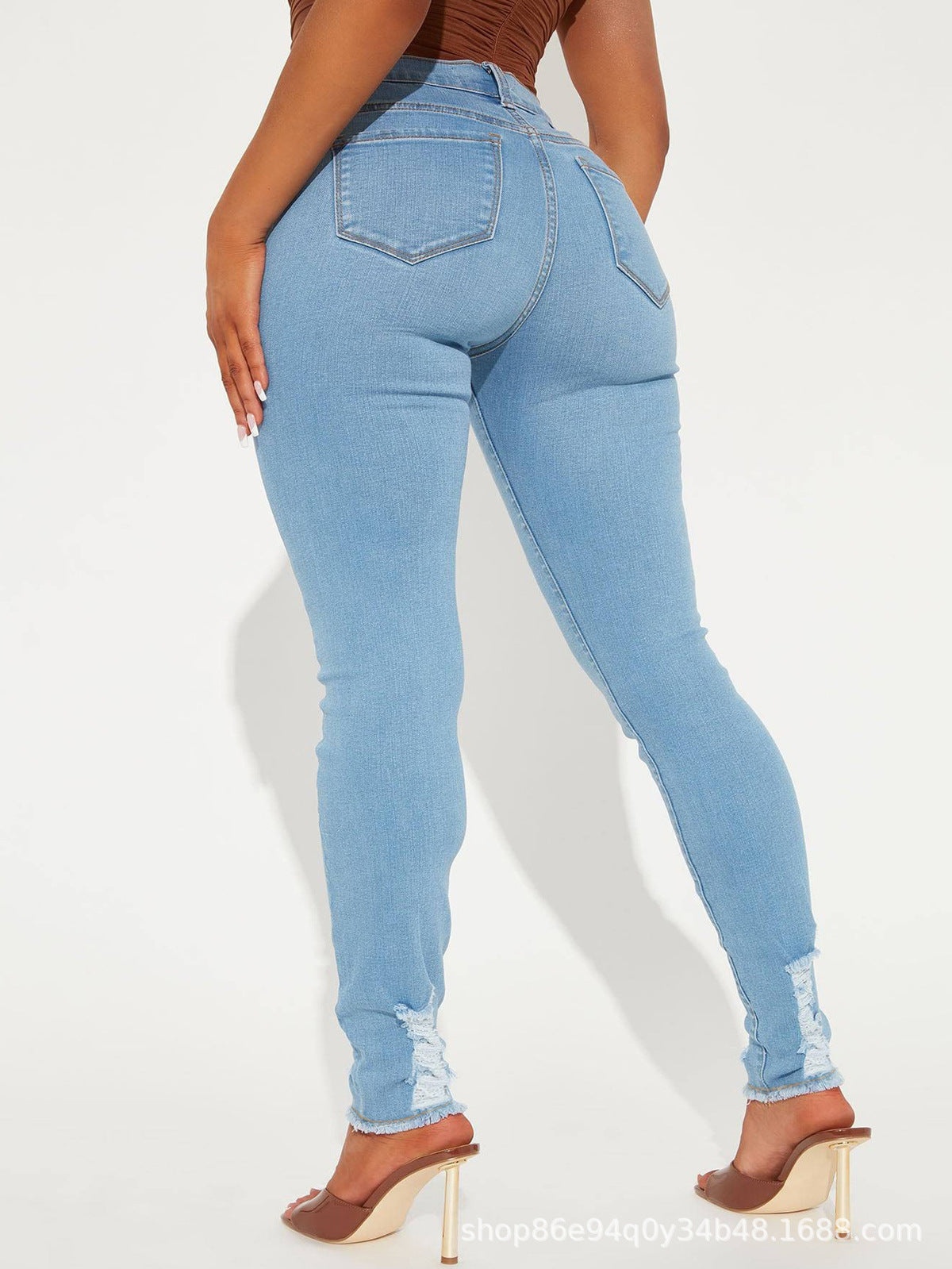 Jean taille haute extensible décontracté pour femme